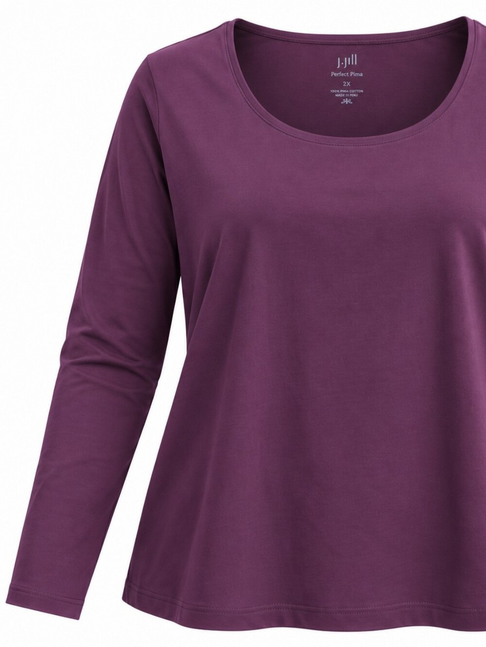 J.JILL | Perfect Pima Plum Purple 100% Cotton Scoop Neck Long Sleeve Tee | 2X